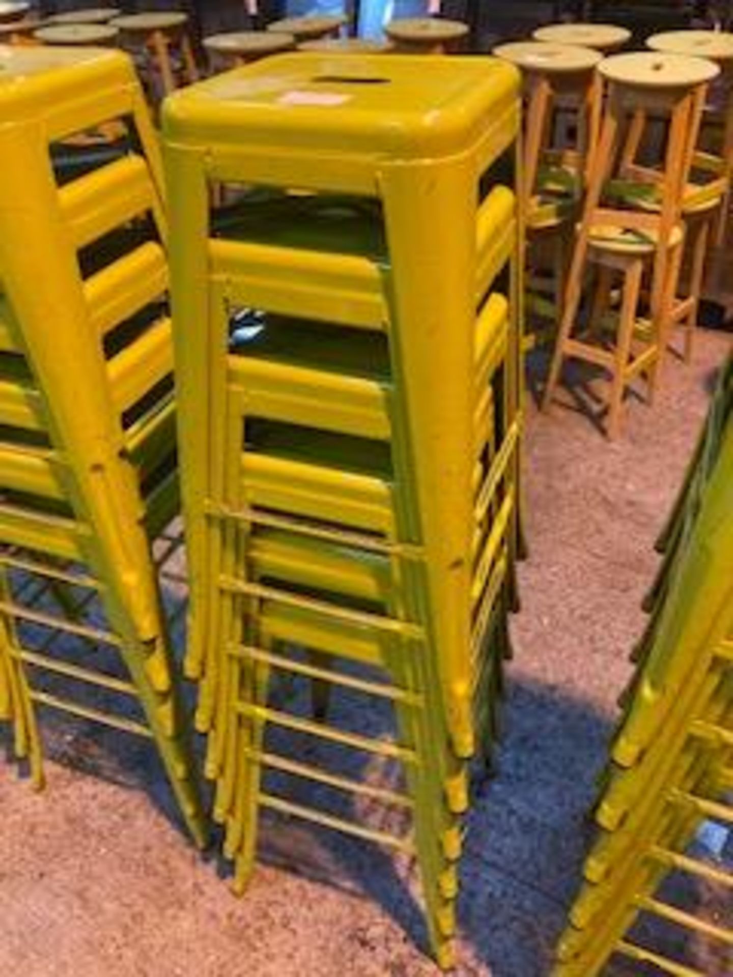 (6) Lime Green Steel Stools