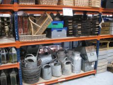 Quantity of baskets, galvanised cans and urns