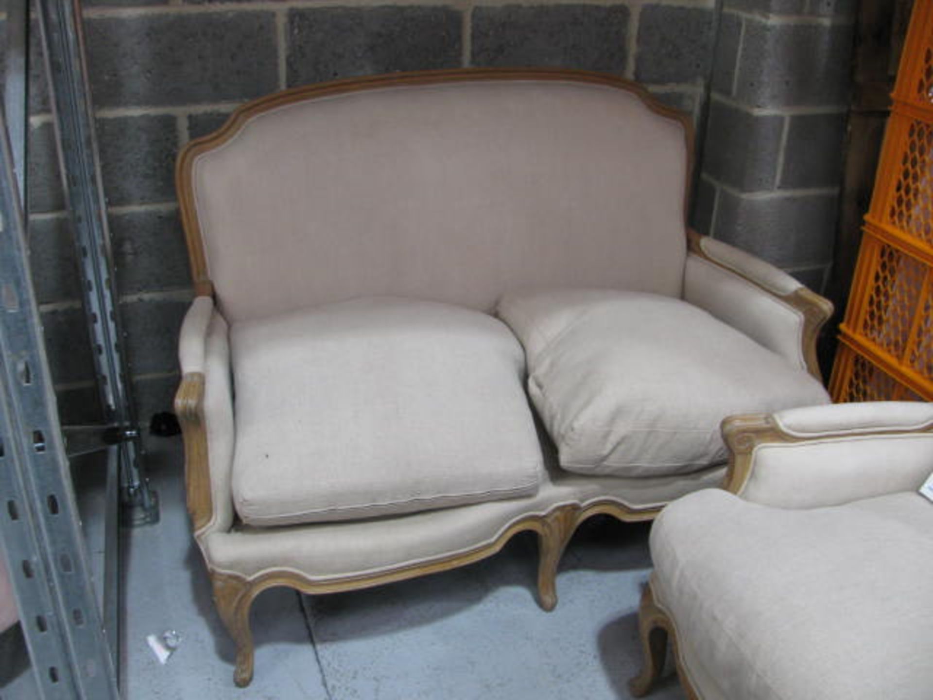 (4) Wooden framed fabric upholstered button back arm chairs - Image 3 of 3