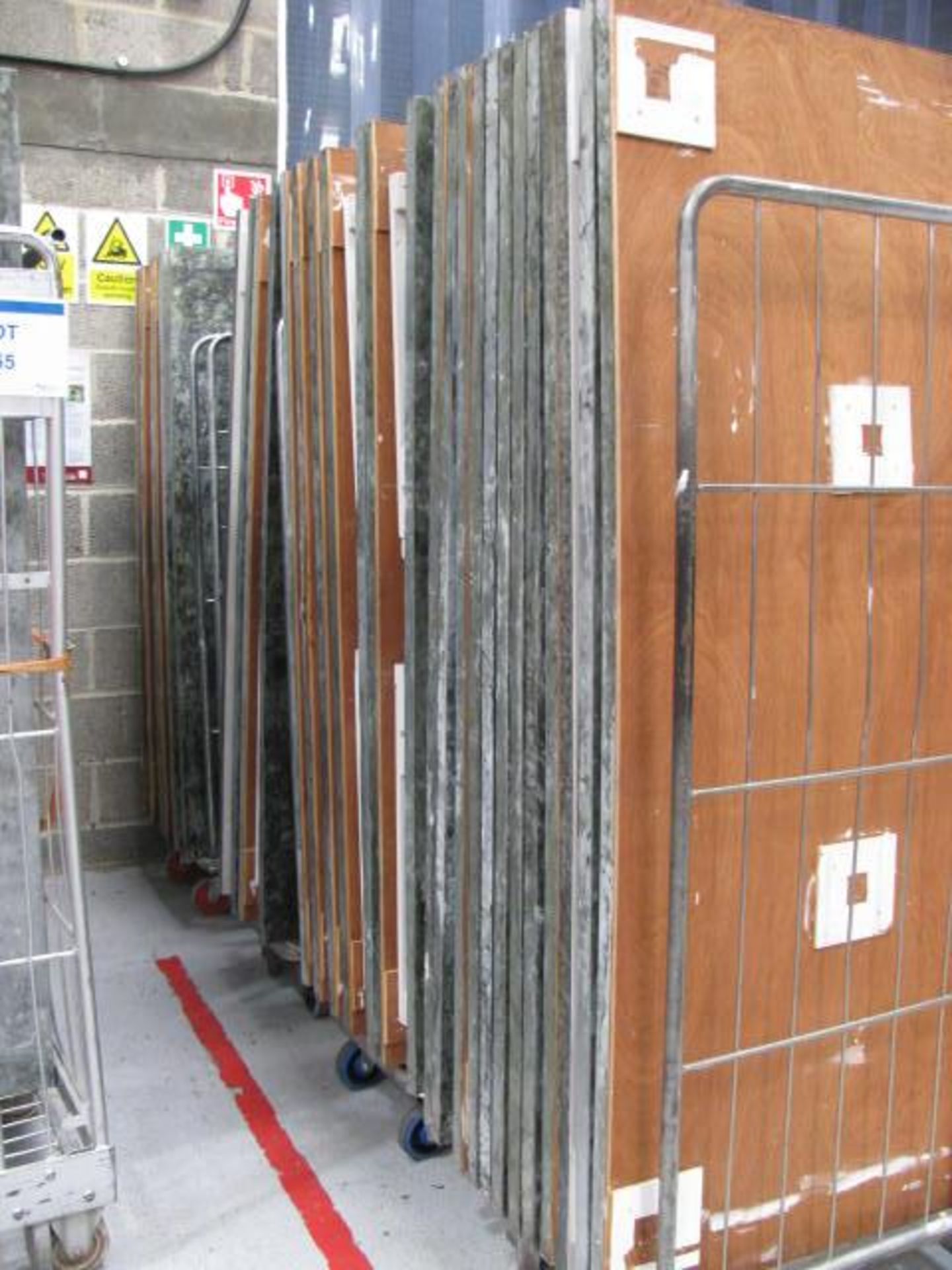 (4) Cages with quantity of wooden folding tables with tin tops - Image 2 of 2