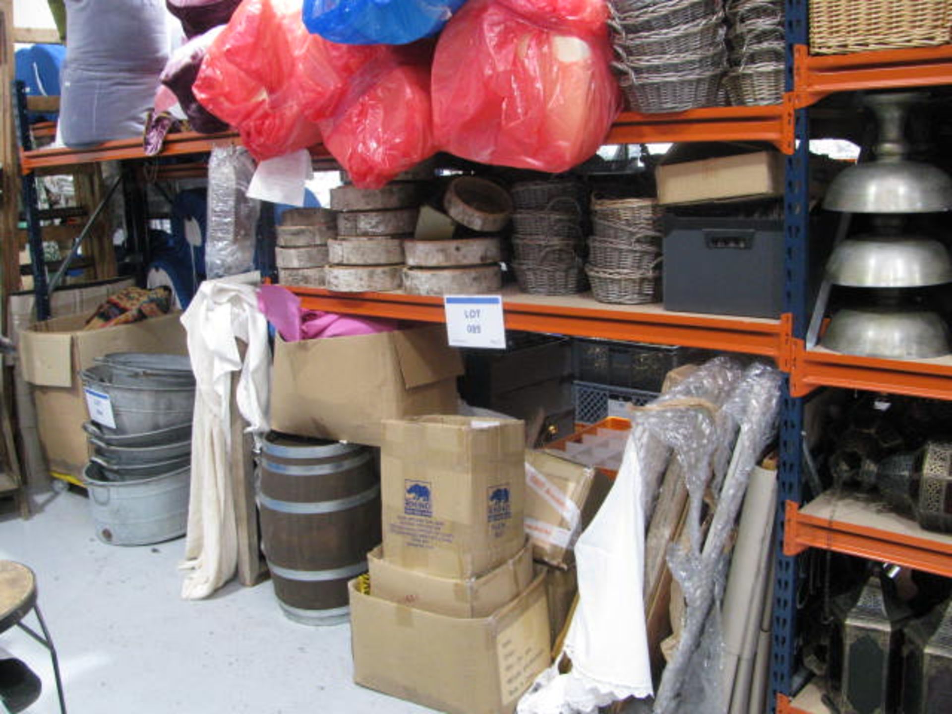 Quantity of bowls, baskets, tables and chalk boards
