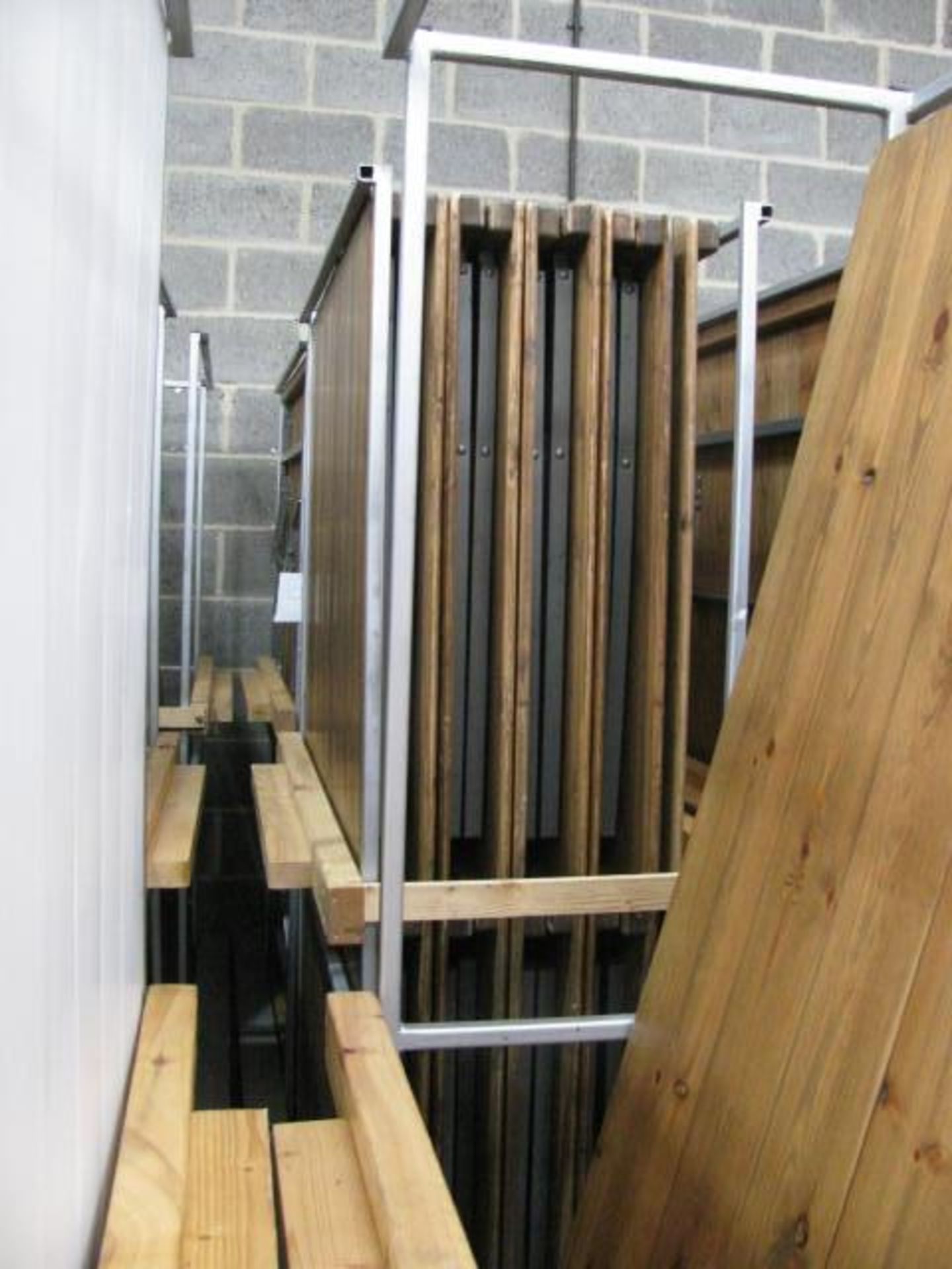 (23) Folding timber topped tables on 3 trolleys - Image 4 of 4
