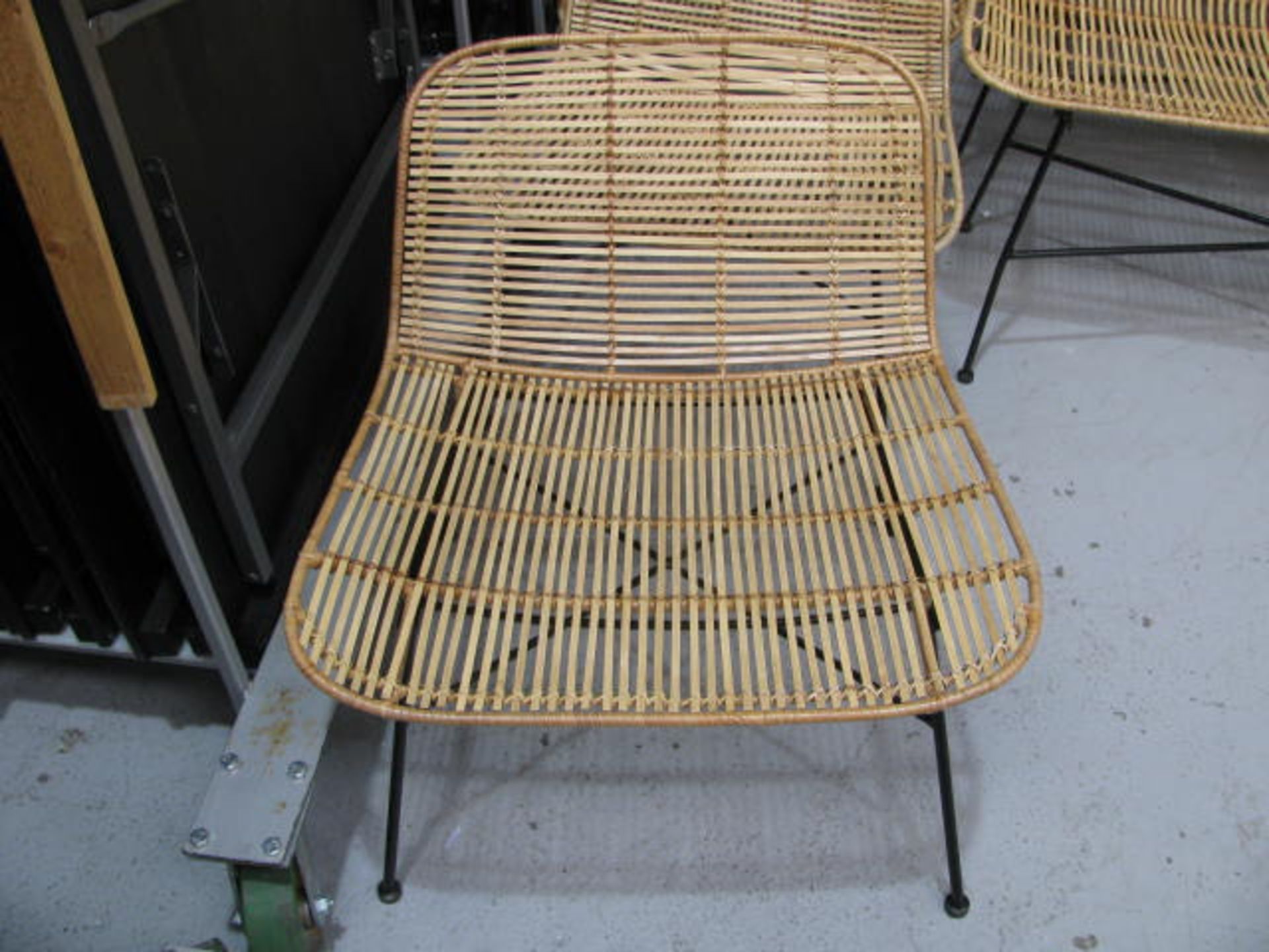 (4) Steel framed bamboo garden chairs and (3) benches - Image 2 of 4