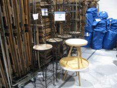 (7) Steel framed stools with (2) Various style tables