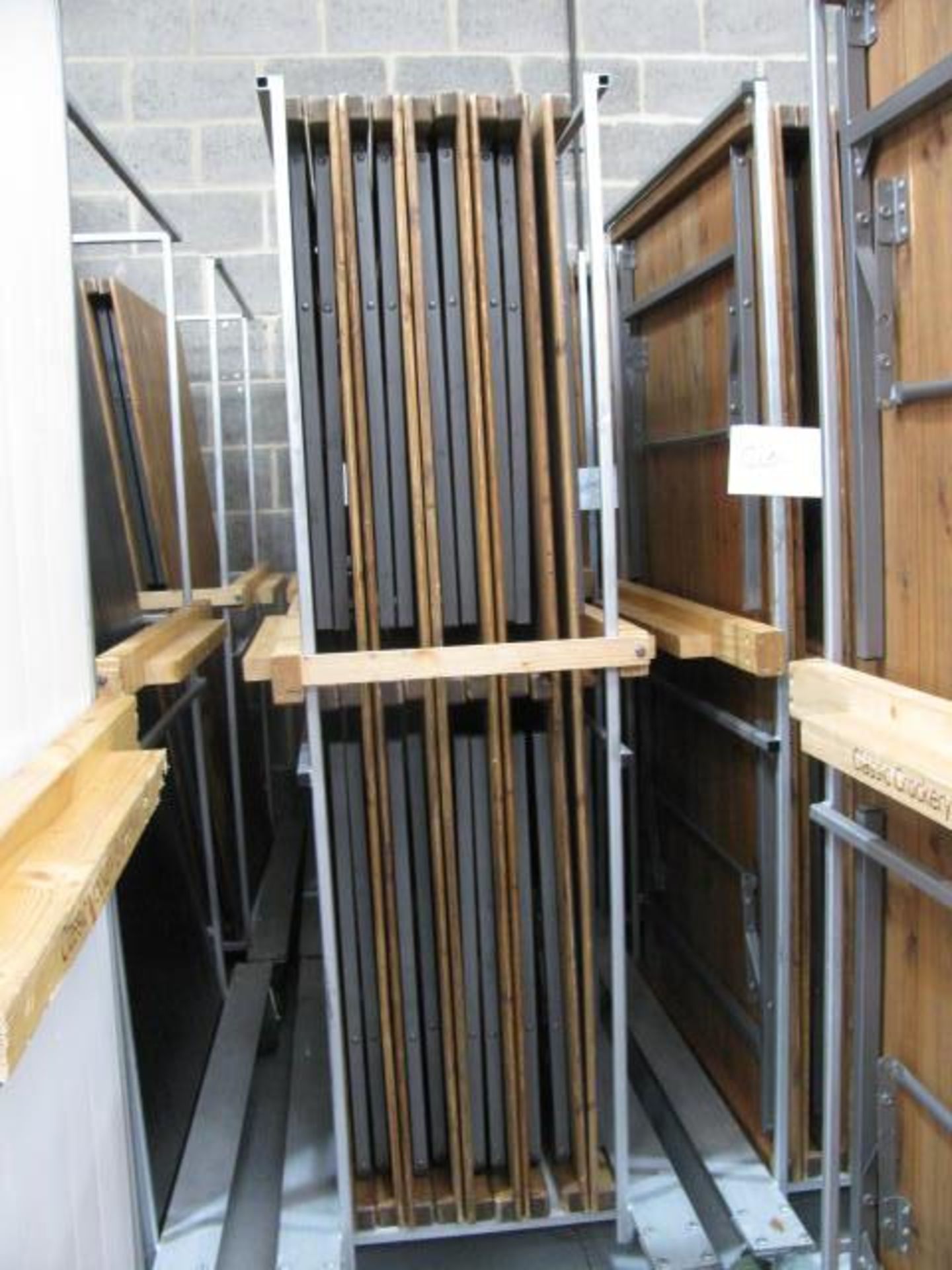 (23) Folding timber topped tables on 3 trolleys - Image 2 of 4