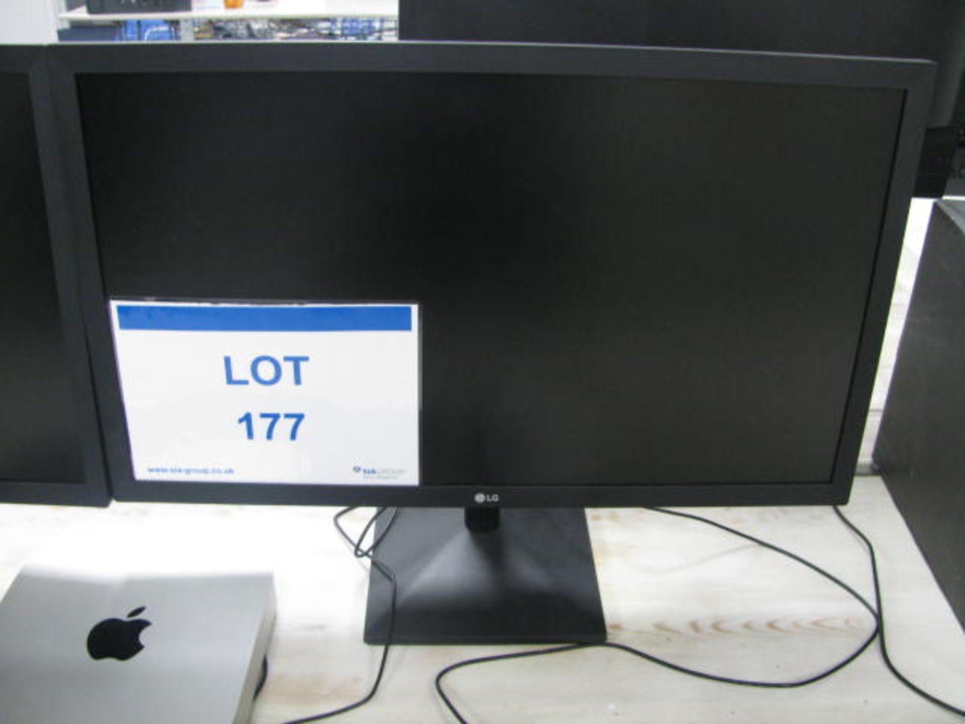 Apple Mac mini base unit with (2) LG flat screens, keyboard and mouse - Image 2 of 4