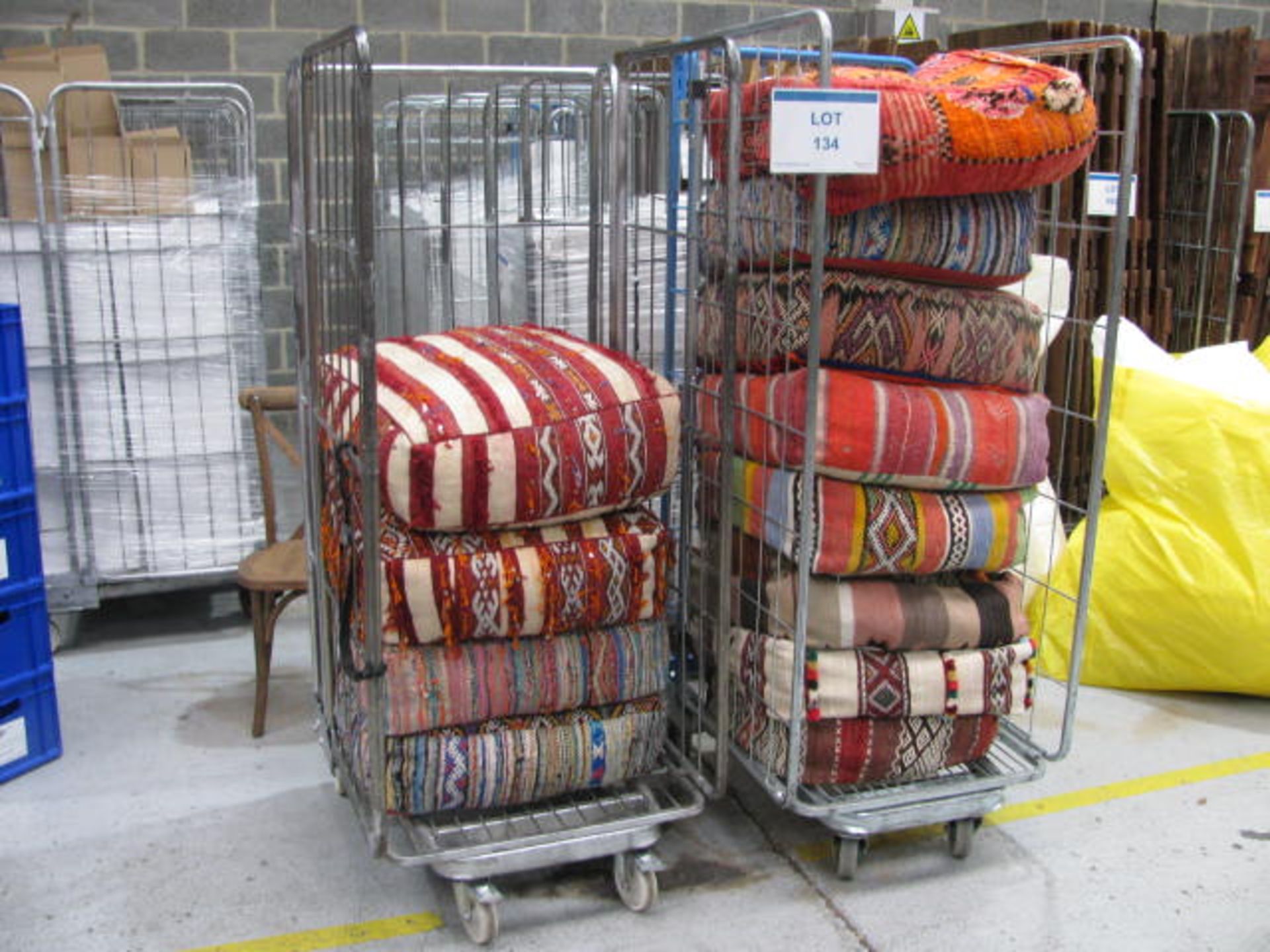 (2) Steel trolley cages with various Moroccan style cushions - Image 2 of 2