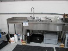 Stainless steel pre wash sink unit with in and out feed tables