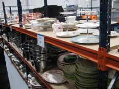 Quantity of clay bowls ,cake stands and serving trays