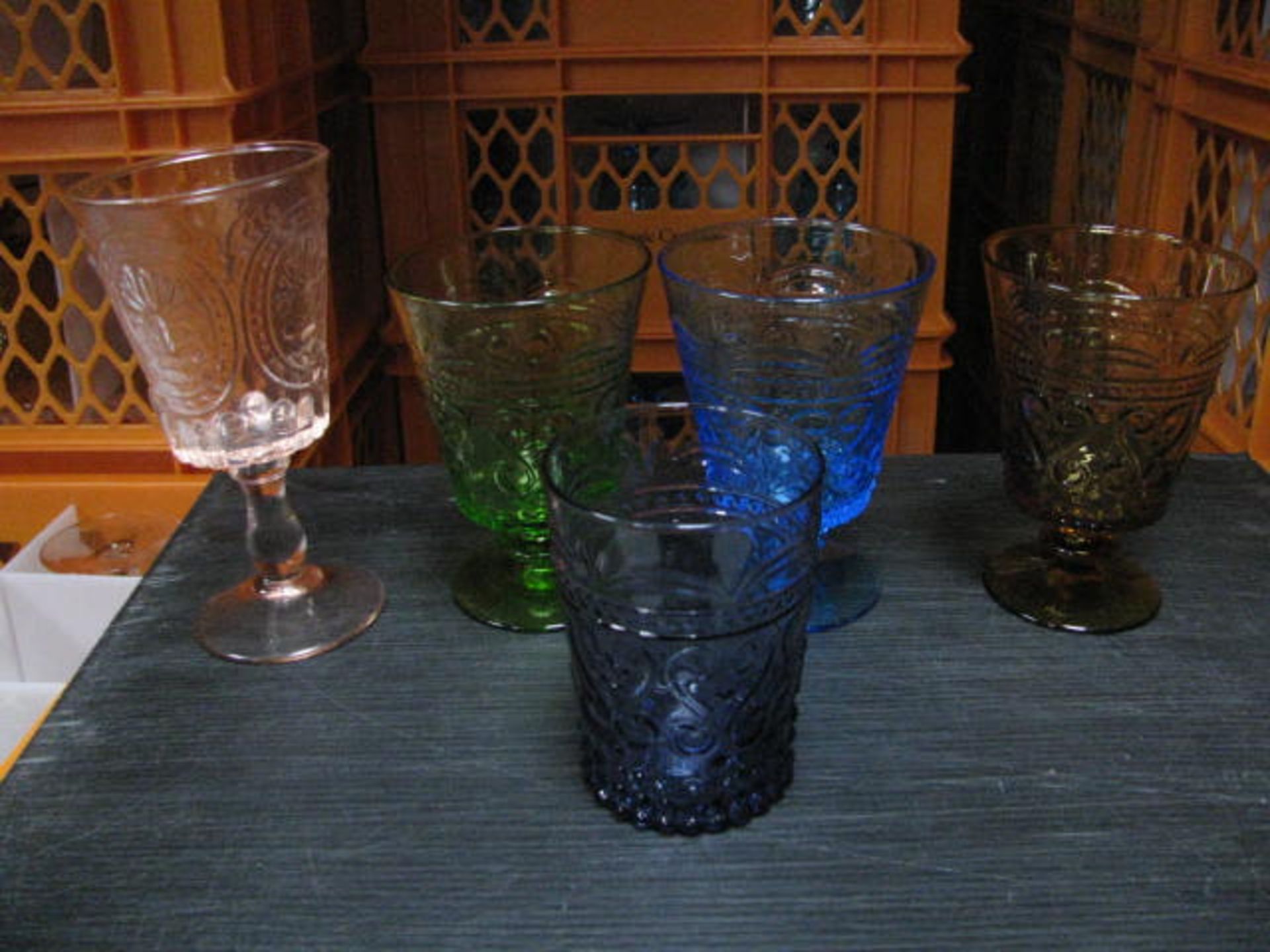 Quantity of various style glass goblets