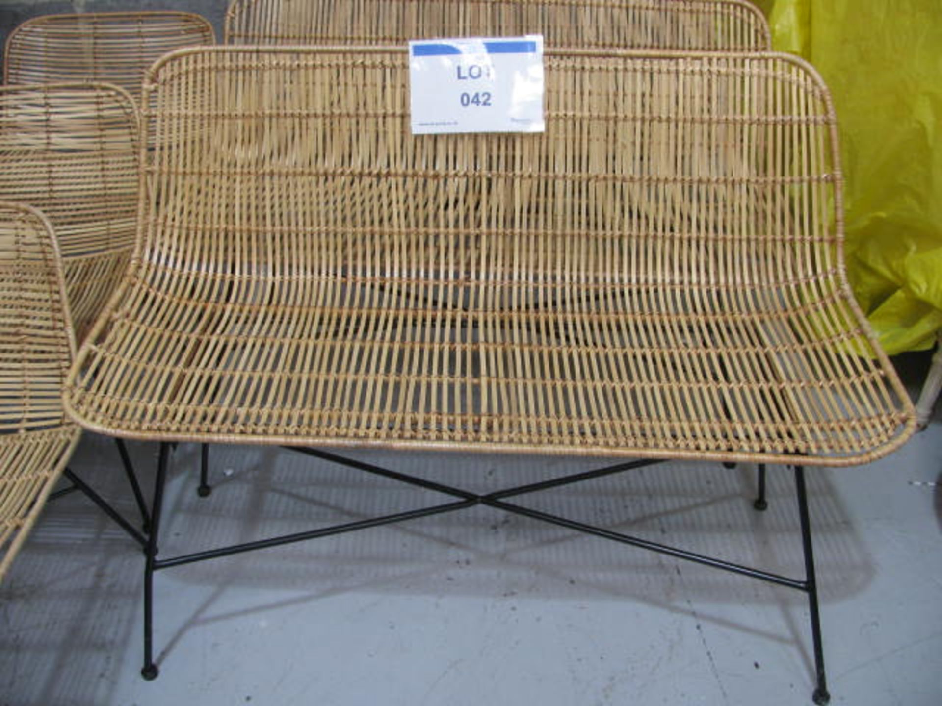 (4) Steel framed bamboo garden chairs and (3) benches - Image 3 of 4