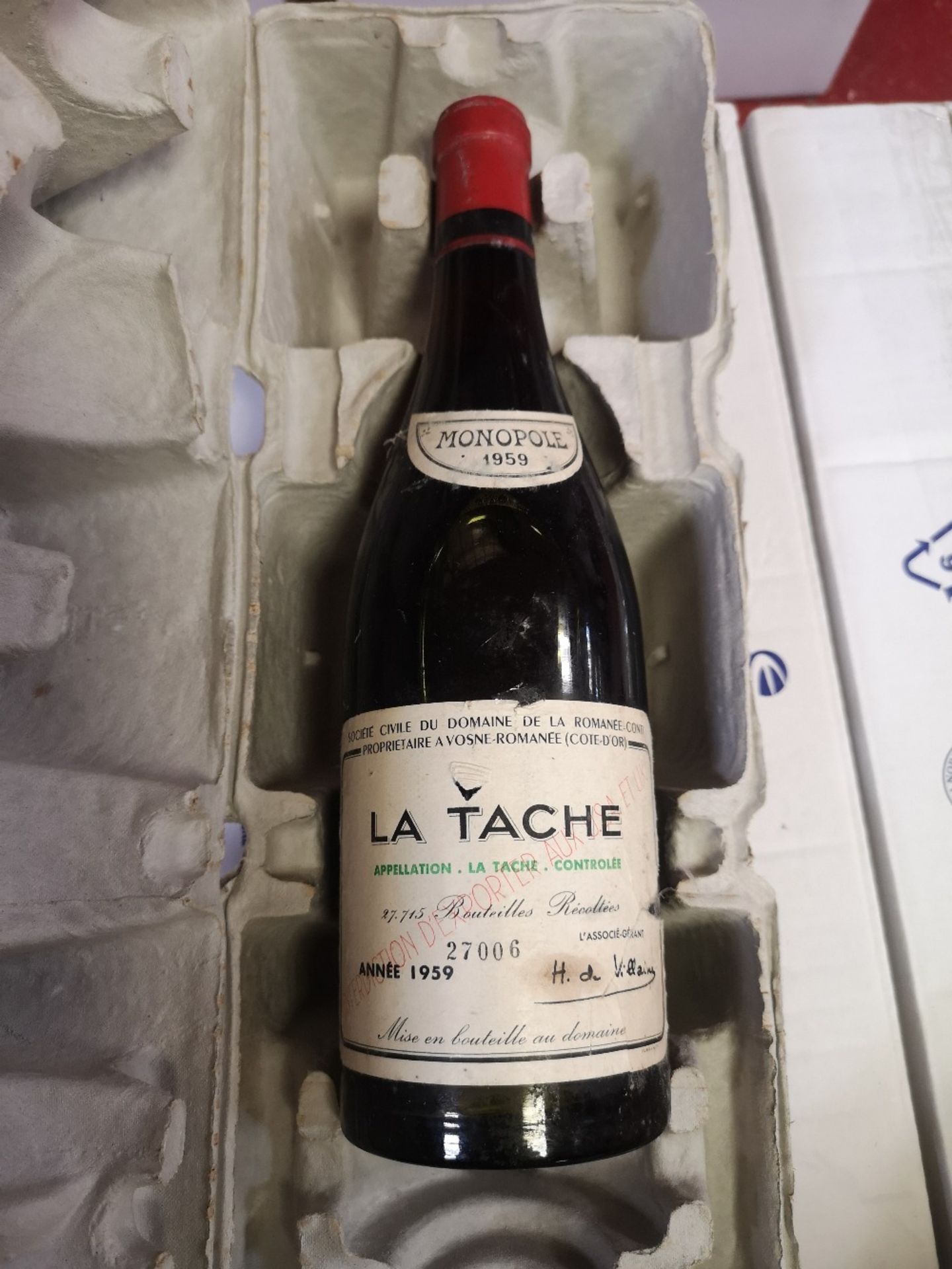 (1) Bottle of La Tache Domaine de la Romanee Conti 1959 (750ml) - Image 5 of 5