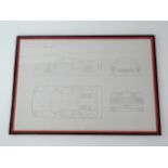 Ferrari F40 Factory Blueprint Framed