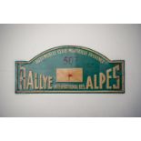 Signed rally plate - Rallye International des Alpes