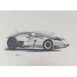 Signed print 2/300. Sir Stirling Moss 1962 Goodwood 'My Last Race'