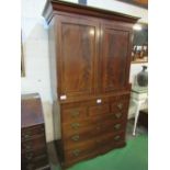 Victorian mahogany linen press of 4 internal drawers over chest of 3 over 3 graduated drawers, 117 x