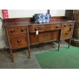 Irish 19th century mahogany bow-fronted sideboard with panelled doors & up stand, 183 x 55 x 97cms