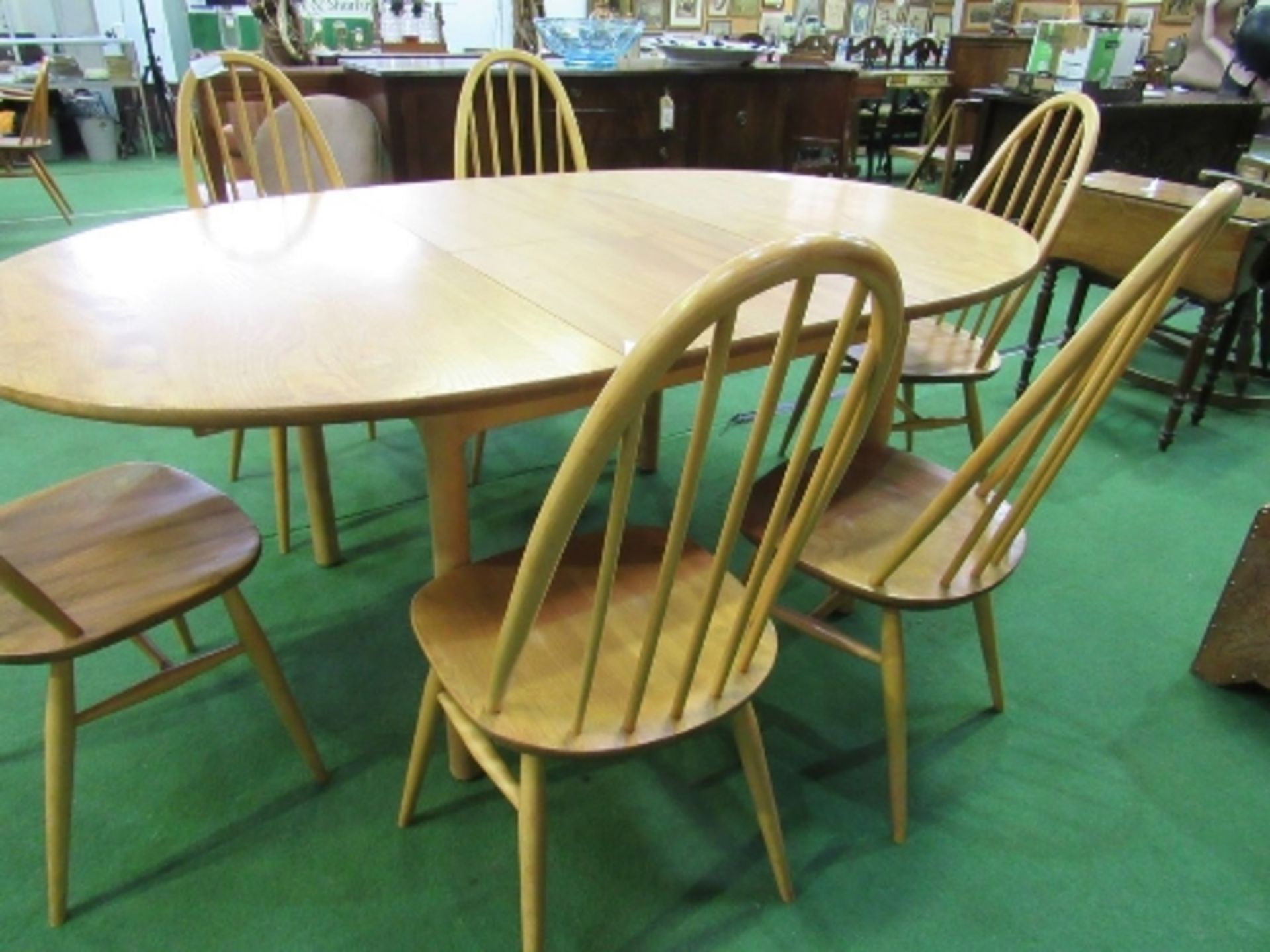 Ercol blonde coloured extendable dining table, 189cms (extended) x 107 x 74cms, together with 6 high - Image 4 of 5