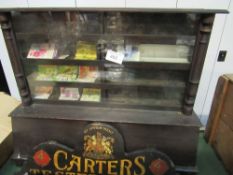 Wooden Carters Seeds shop display stand plus a wooden Carters Seeds advertising