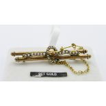 Victorian 9ct gold seed pearl brooch in the form of a buckle, weight 3gms. Estimate £20-30