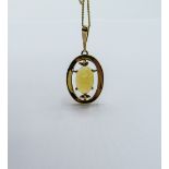 9ct gold opal pendant on a 9ct gold chain, weight 5.7gms. Estimate £325-350