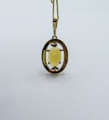 9ct gold opal pendant on a 9ct gold chain, weight 5.7gms. Estimate £325-350