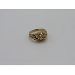 9ct gold filigree ring, weight 4.5gms, size M 1/2