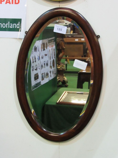 2 oval bevel edge mirrors - 1 with gilt frame & 1 mahogany. Estimate £10-20 - Image 2 of 3