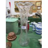 Tall etched glass vase, height 54cms. Estimate £20-40
