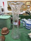 Tall etched glass vase, height 54cms. Estimate £20-40