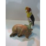 Goebel Toucan on branch, ref. 38538-20; Bernard Bloch sleeping pig, ref 7522. Estimate £40-60