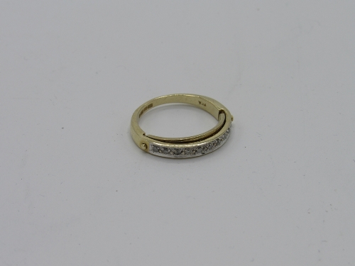 9ct gold diamond half eternity ring, weight 3.3gms, size P 1/2.