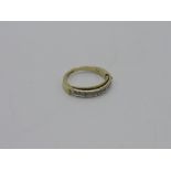 9ct gold diamond half eternity ring, weight 3.3gms, size P 1/2.
