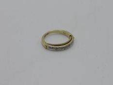 9ct gold diamond half eternity ring, weight 3.3gms, size P 1/2.