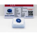 Oval cut loose blue sapphire, weight 7.70ct, with certificate. Estimate £40-50