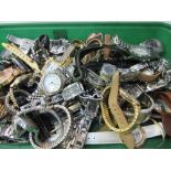 Box containing a large qty of various watches. Estimate £10-20