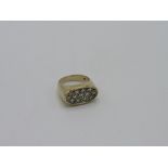 Large 9ct gold ring set with half a carat of diamonds, total weight 8.3gms. Estimate £300-350