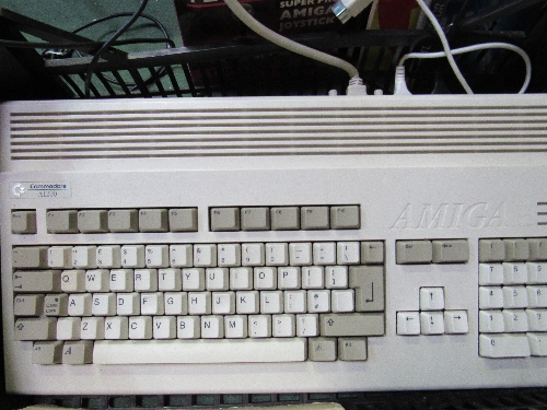 Amiga Commodore A1200 early computer modem c/w disc drive, 3 joy sticks, CD drive & large qty of