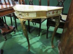 Painted 3 legged console table with frieze drawer, 80 x 33 x 78cms. Estimate £30-50