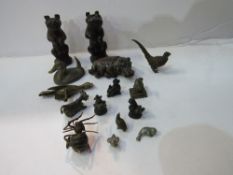 15 various small wood & metal animal figurines. Estimate £30-50