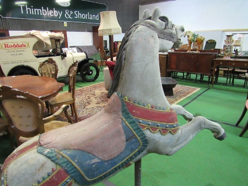 Hand-painted fibreglass carousel horse on original stand, length 183cms height 153cms. Estimate £ - Image 4 of 5