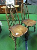 2 high spindle back Windsor-style chairs by Criddle & Smith Ltd of Truro. Estimate £25-50