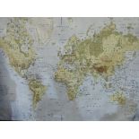 Canvas mounted map of the world, dated June 2010, 140 x 200. Estimate £30-50