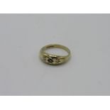 9ct gold diamond & black stone ring, weight 2.4gms, size L