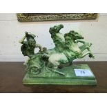 Carved figure of a charioteer & horses (a/f). Estimate £30-40