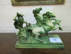 Carved figure of a charioteer & horses (a/f). Estimate £30-40