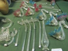1950's Murano glass Barovier & Toso chandelier spare arms including pink/blue flowers,