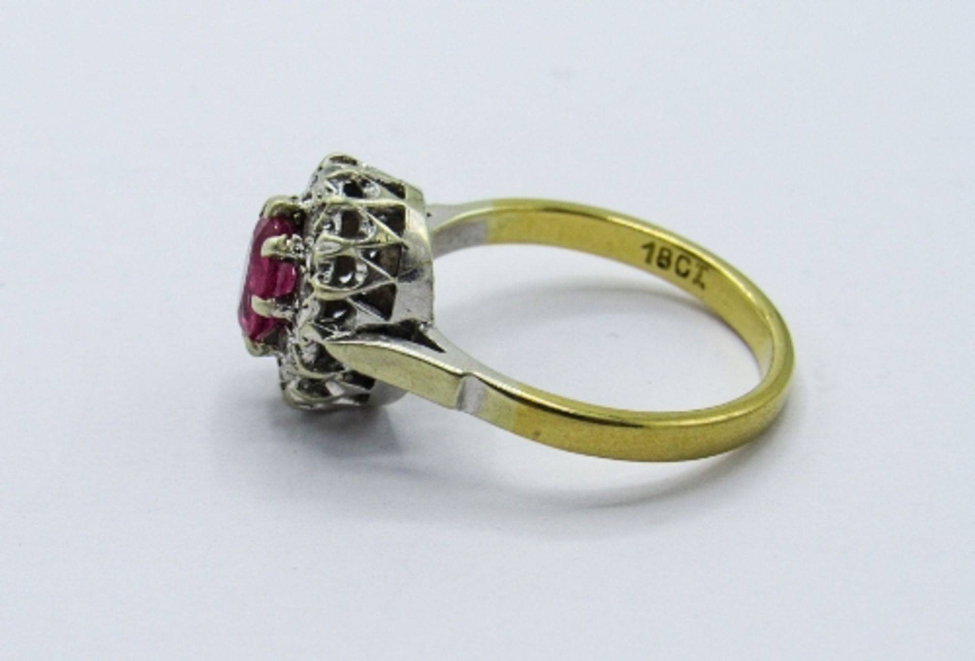 18ct gold ruby & diamond cluster ring, weight 4.3gms, size O 1/2. Estimate £400-450 - Image 2 of 5