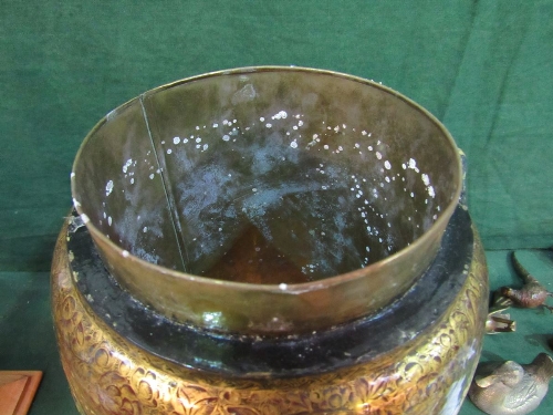 Metal lined decorative wooden lidded jar, height 22cms. Estimate £40-60 - Image 3 of 3