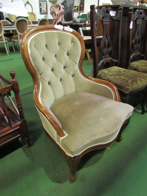 Spoon back upholstered chair. Estimate £20-30